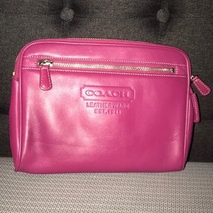 COACH Pink Leather Make Up Pouch